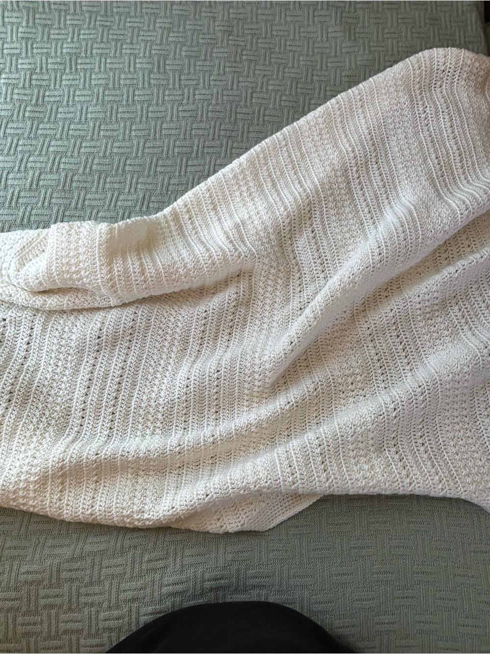 White Crochet Throw Blanket - Soft Home Bedding